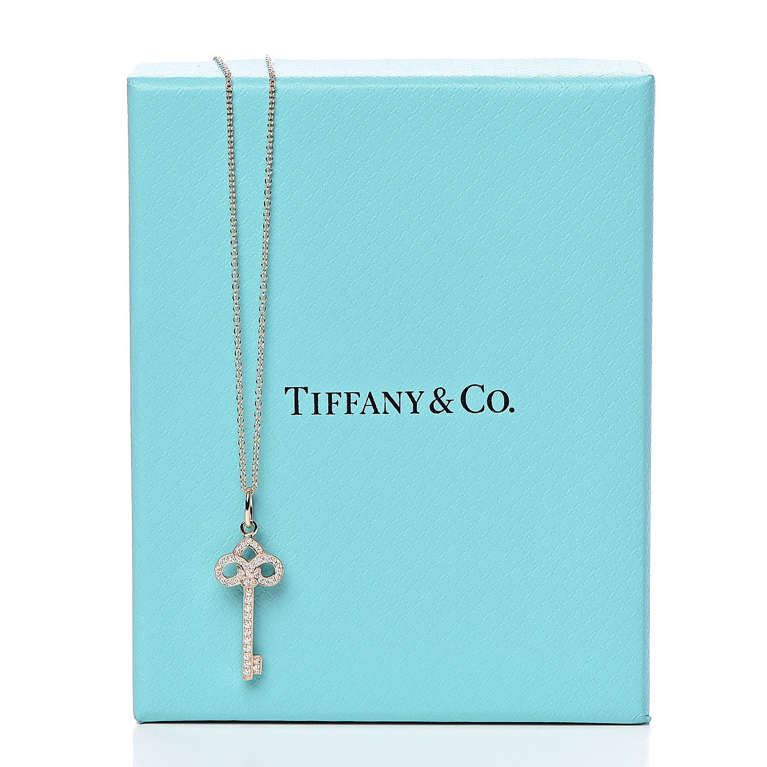 Tiffany 18K Rose Gold Diamond Mini Fleur De Lis Key Pendant Necklace 7 of 7