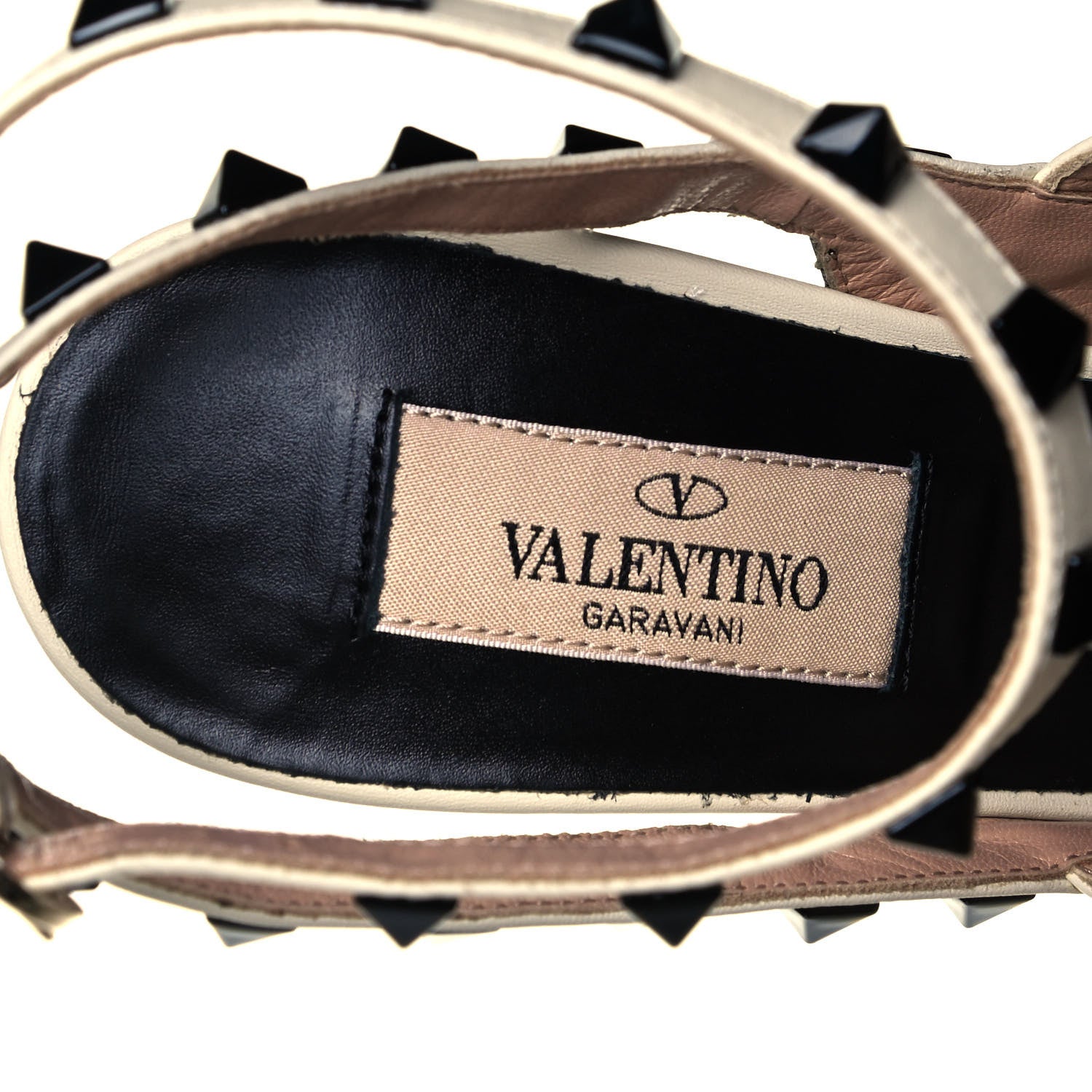 Valentino Garavani Calfskin Rockstud Ankle Strap 100mm Pumps 37.5 Black Light Ivory 7 of 7