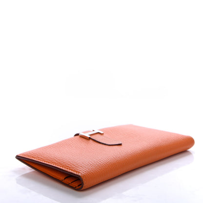 Hermes Chevre Mysore Bearn Gusset Wallet Orange 4 of 7