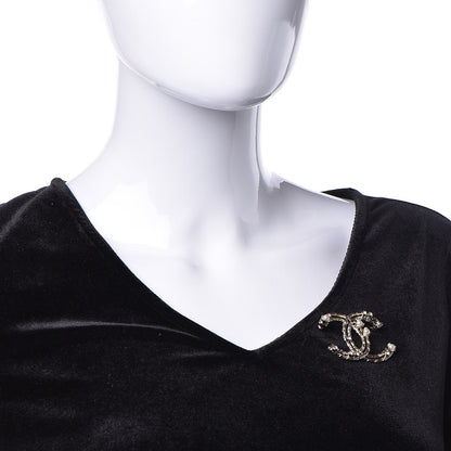 Chanel Pearl Crystal CC Brooch Gold 2 of 4