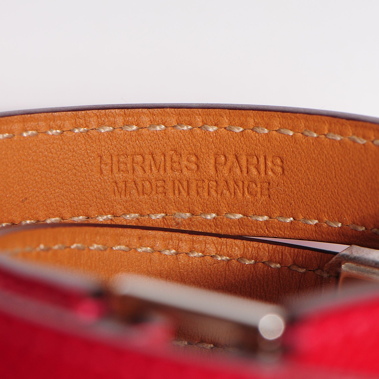 Hermes Epsom Rivale Double Tour Bracelet M Rouge Casaque 7 of 9