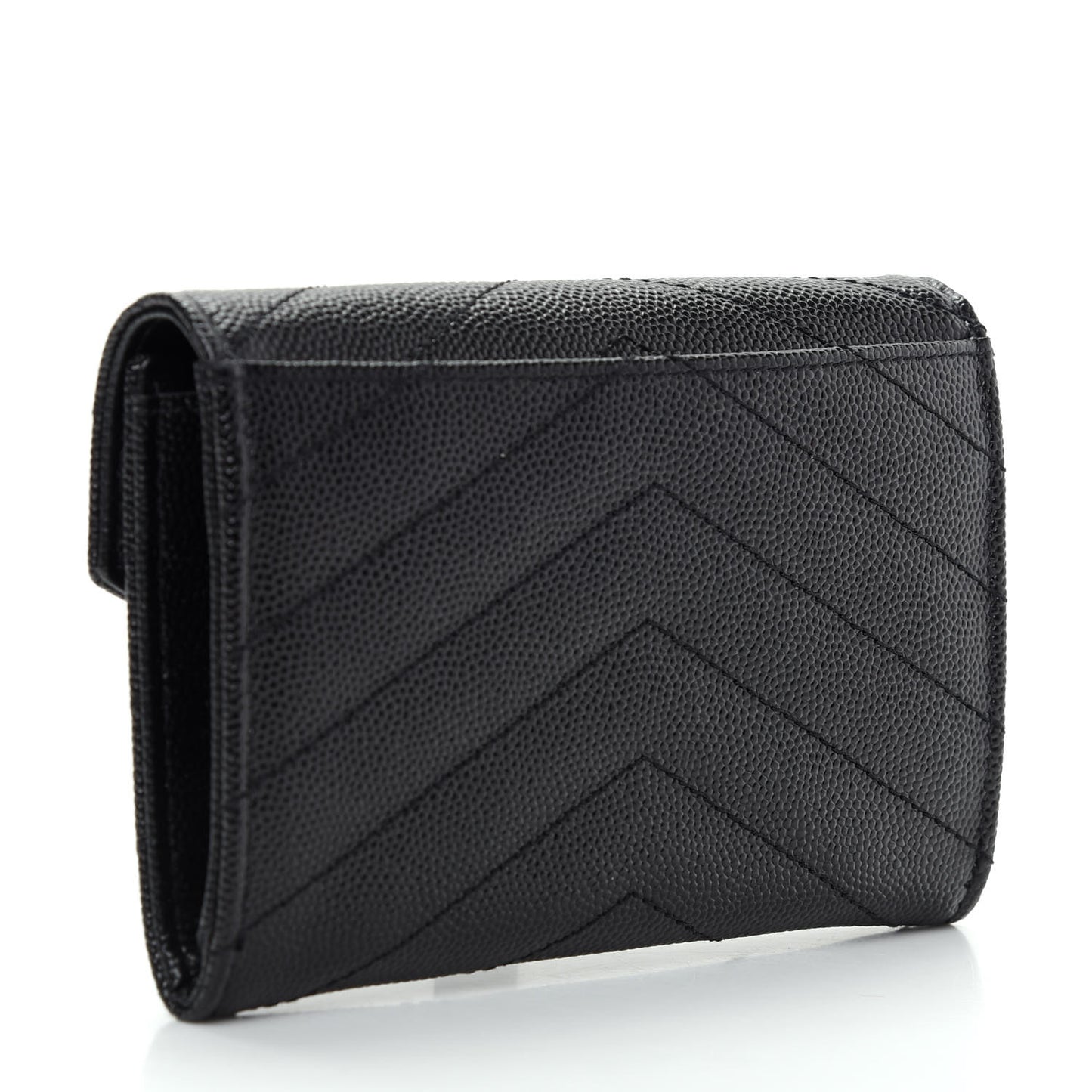 Grain De Poudre Matelasse Chevron Small Monogram Envelope Wallet Black