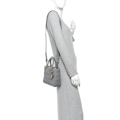 Christian Dior Lambskin Cannage Small My ABCDior Lady Dior Grey 2 of 11