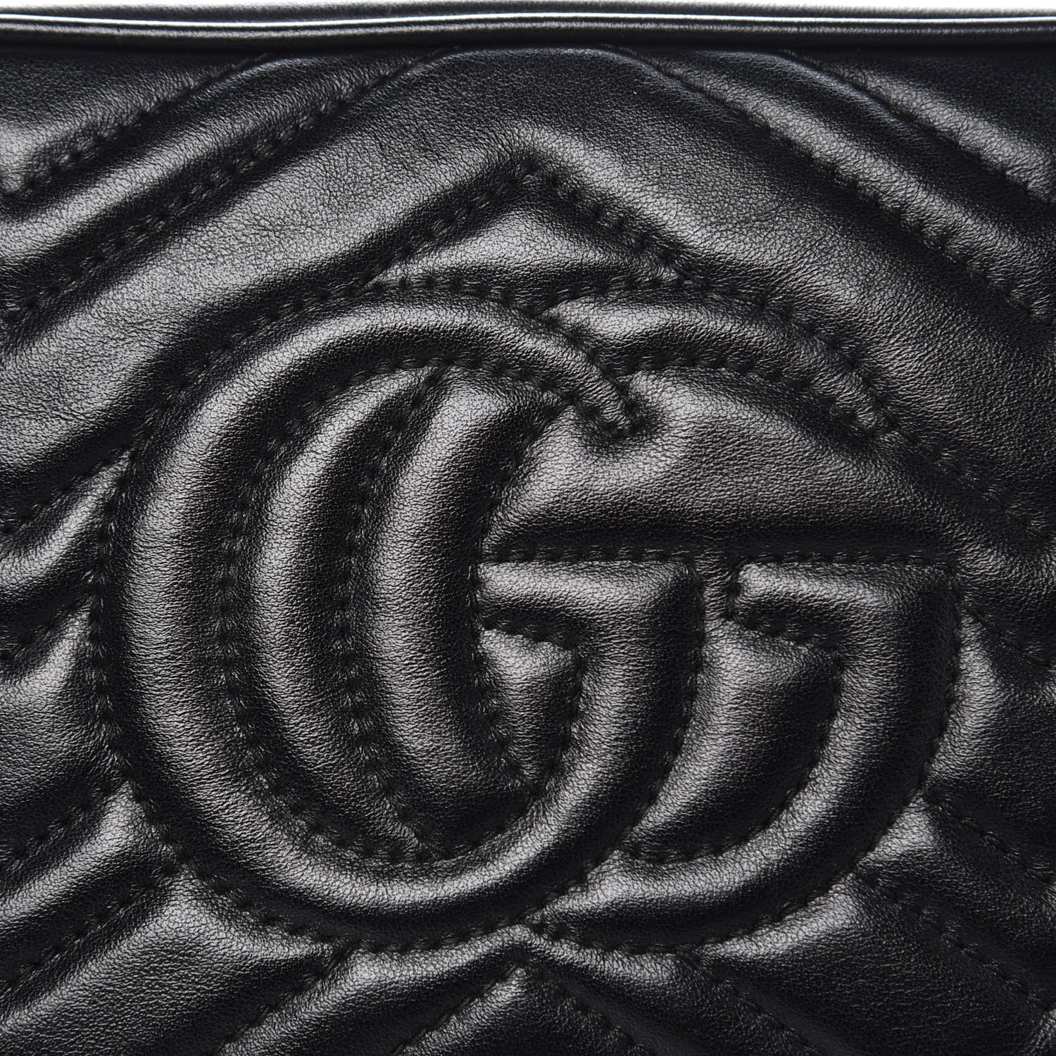 Gucci Calfskin Matelasse Small GG Marmont Chain Shoulder Bag Black 17 of 19