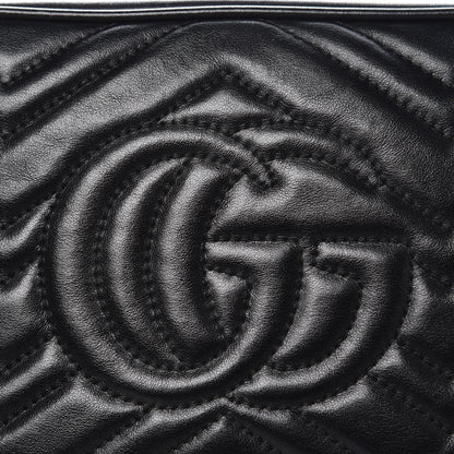 Gucci Calfskin Matelasse Small GG Marmont Chain Shoulder Bag Black 17 of 19