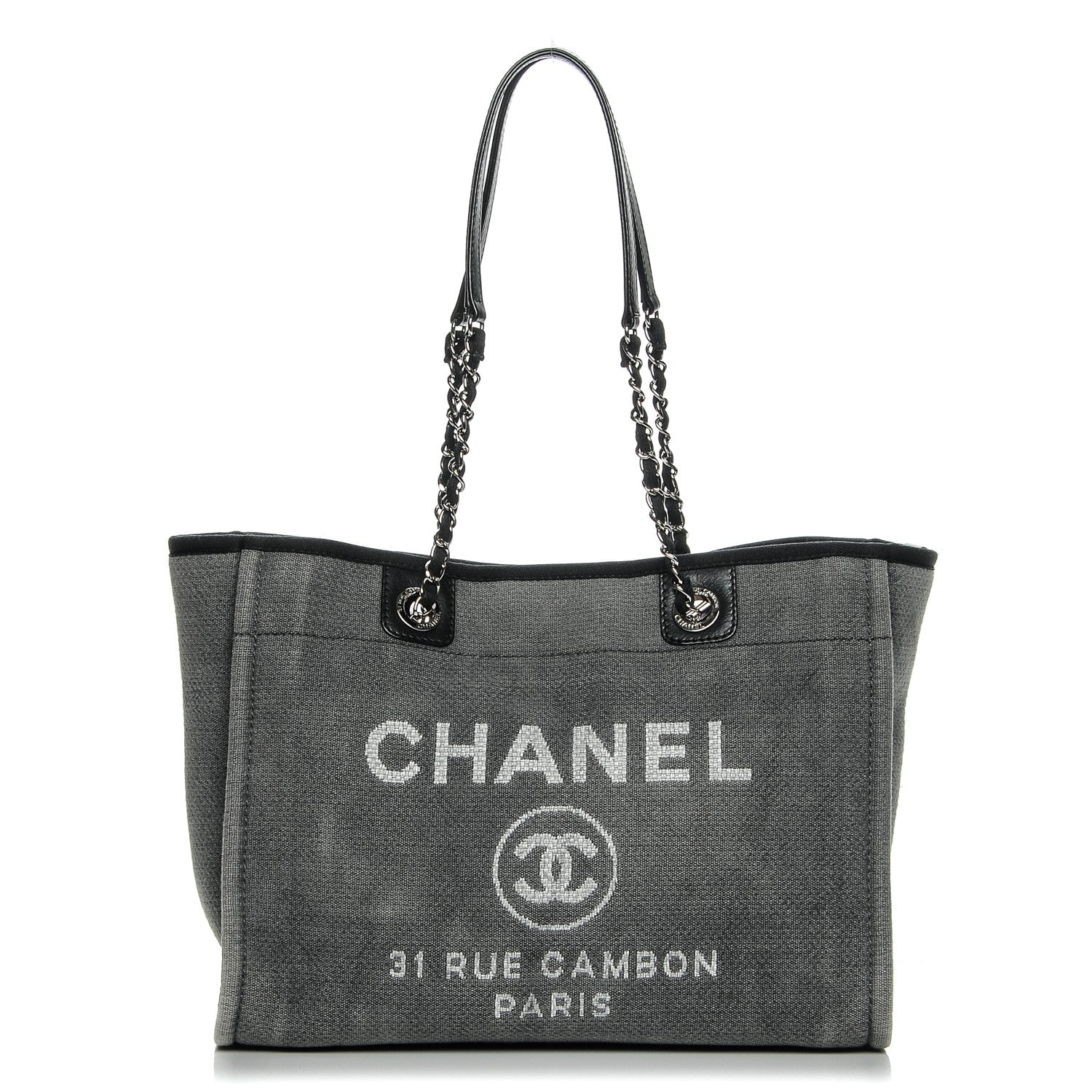 Chanel Canvas Small Deauville Tote Grey 1 of 7