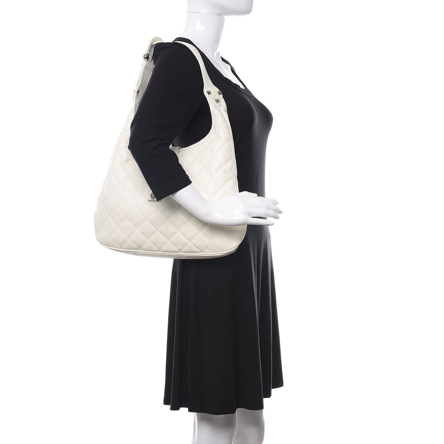 Calfskin Quilted Brook Hobo White
