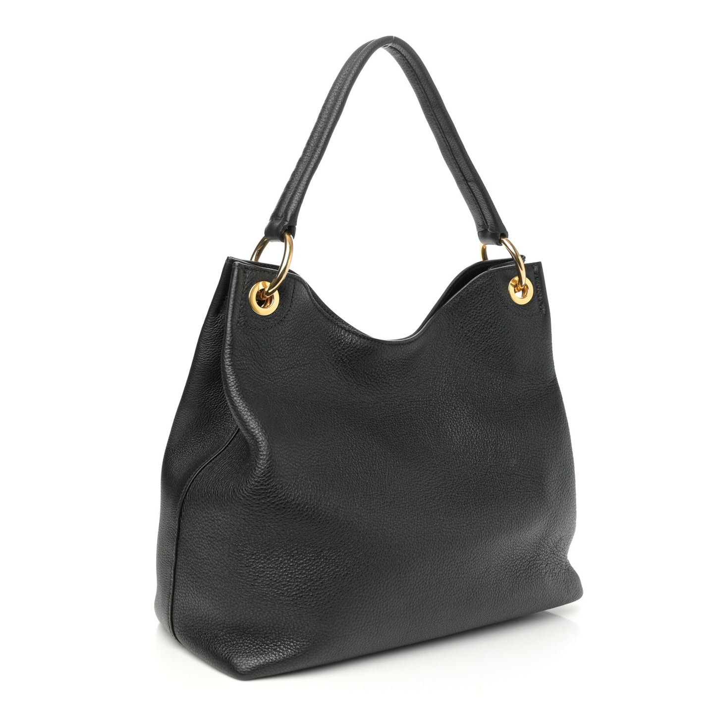Vitello Phenix Embossed Logo Hobo Black