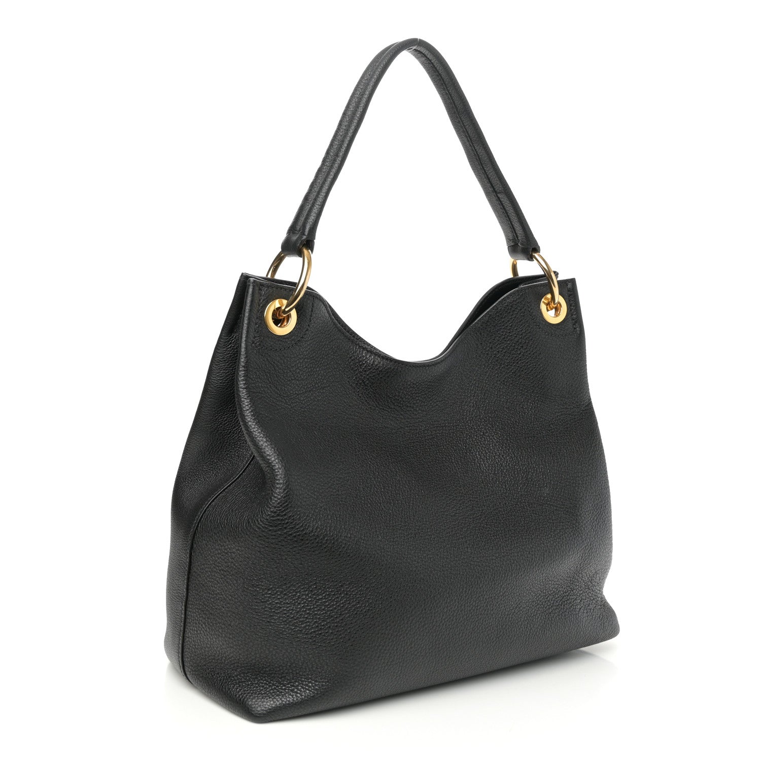 Prada Vitello Phenix Embossed Logo Hobo Black 3 of 10