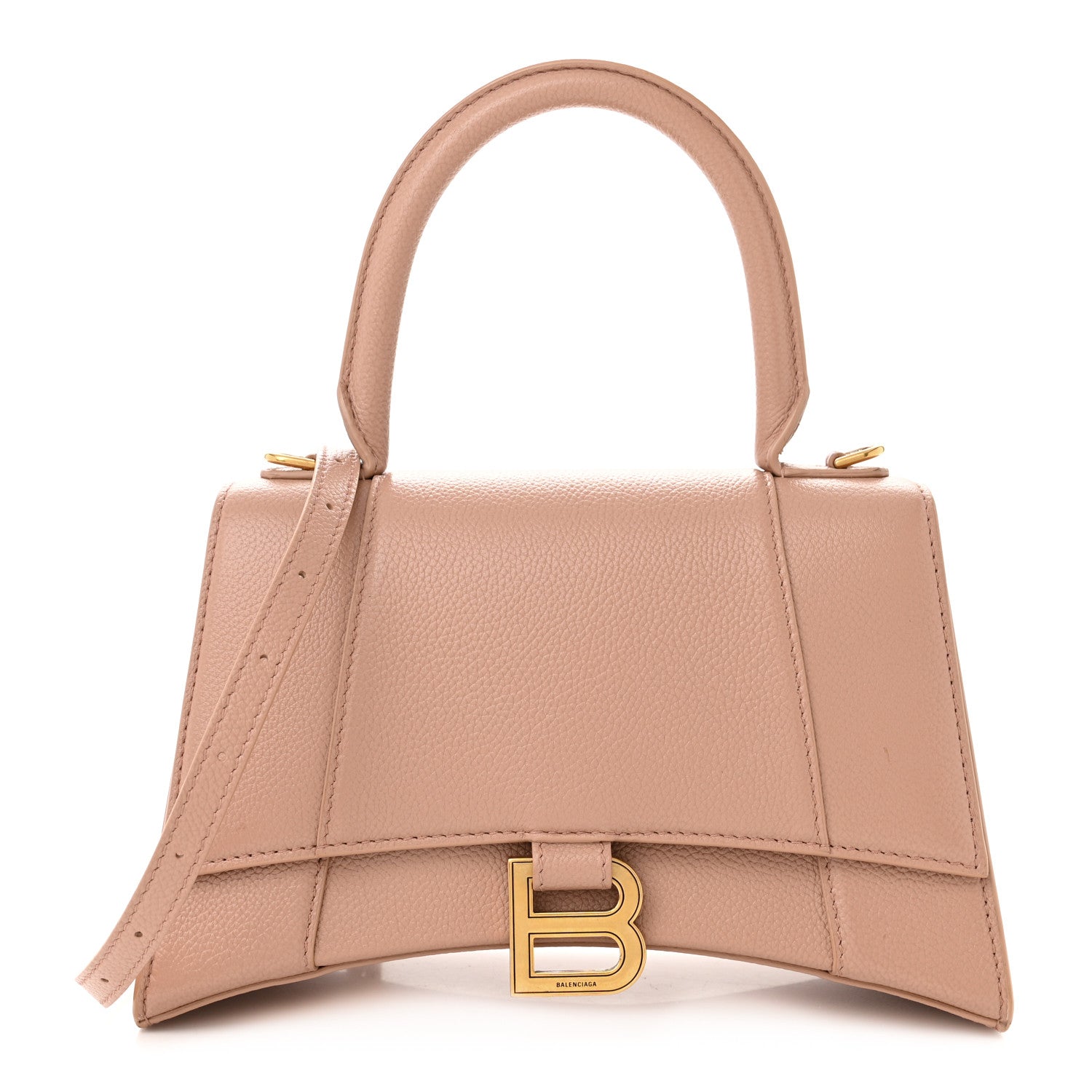Balenciaga Grained Calfskin Small Hourglass Top Handle Bag Nude Beige 1 of 16