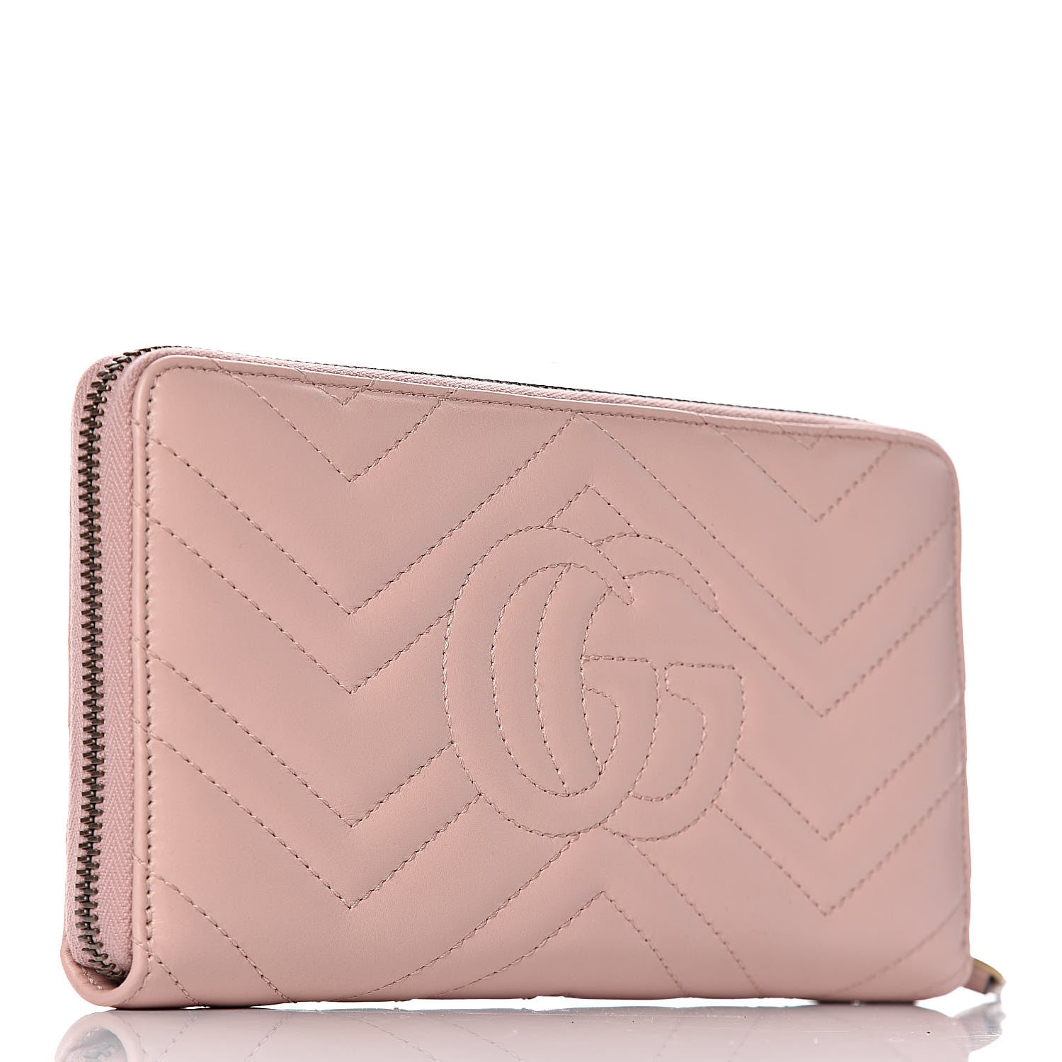Gucci Calfskin Matelasse GG Marmont Zip Around Organizer Wallet Perfect Pink 3 of 7