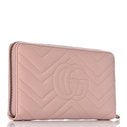 Gucci Calfskin Matelasse GG Marmont Zip Around Organizer Wallet Perfect Pink 3 of 7