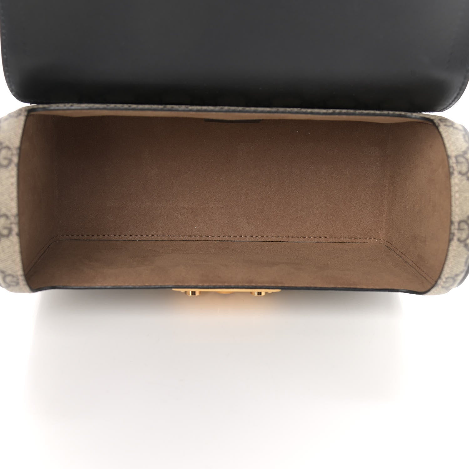 Gucci GG Supreme Monogram Small Padlock Bamboo Shoulder Bag Beige Black Cuir 5 of 11