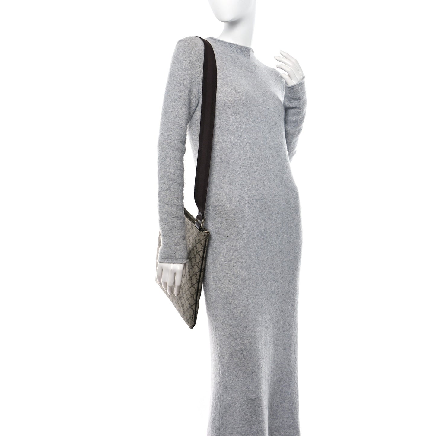 GG Supreme Monogram Medium Flat Messenger Bag Dark Brown