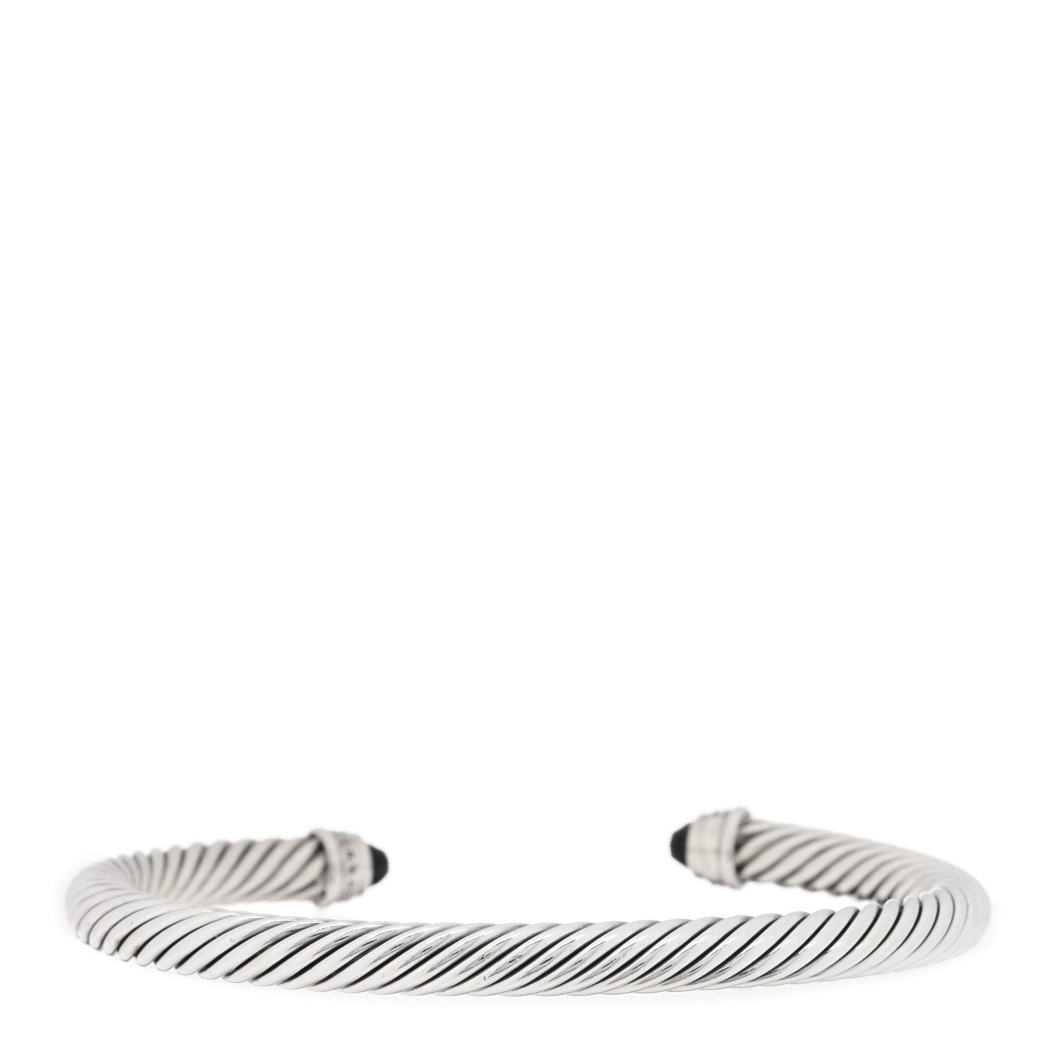 David Yurman Sterling Silver Diamond Black Onyx 5mm Cable Classics Bracelet 2 of 4