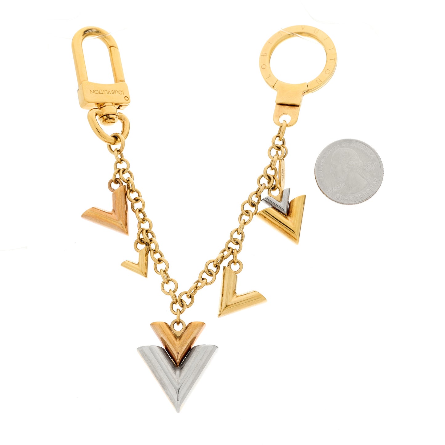 Jingle V Chain Bag Charm Gold