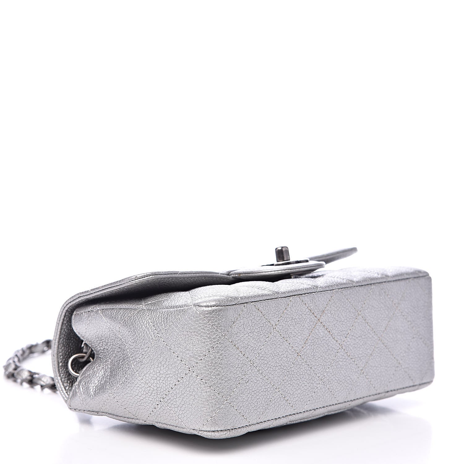 Chanel Metallic Caviar Quilted Mini Rectangular Flap Silver 4 of 13