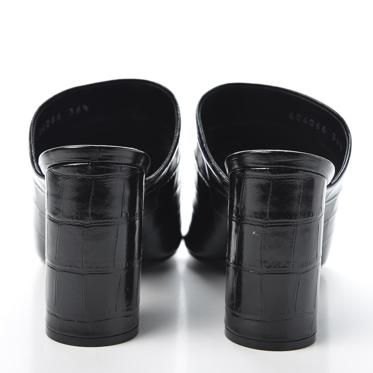 Balenciaga Calfskin Croc Embossed Oval BB 90mm Slide Sandals 36.5 Black 6 of 10