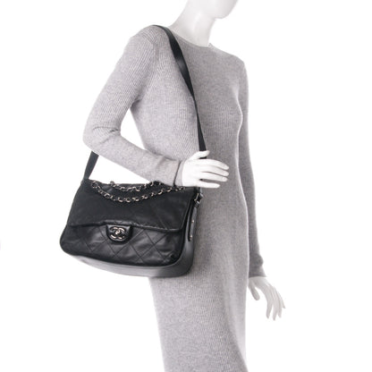 Chanel Lambskin Stitched Messenger Bag Black 2 of 9