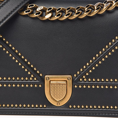 Christian Dior Calfskin Studded Small Diorama Flap Bag Black 10 of 11