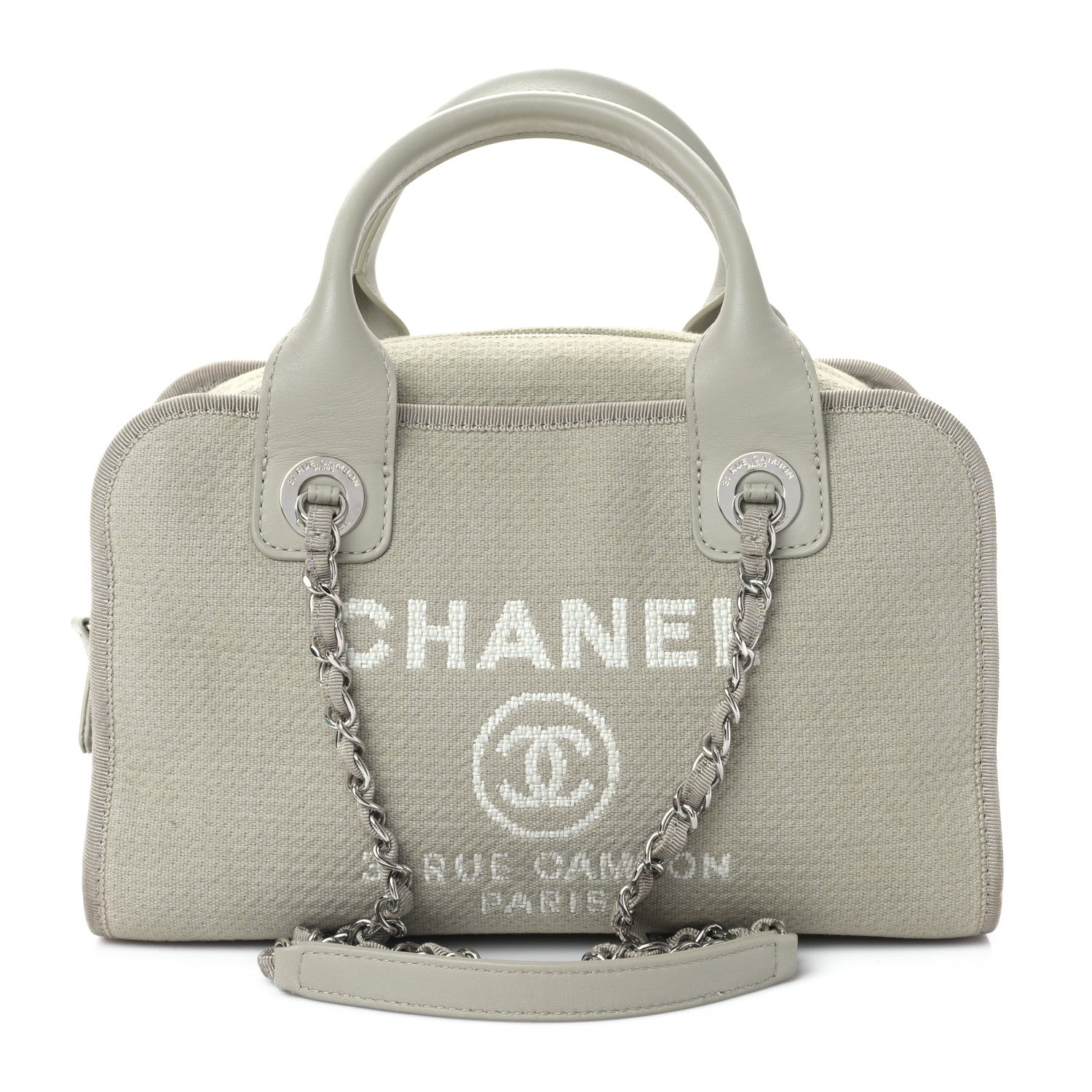 Chanel Canvas Deauville Small Bowling Bag Grey 1 of 11