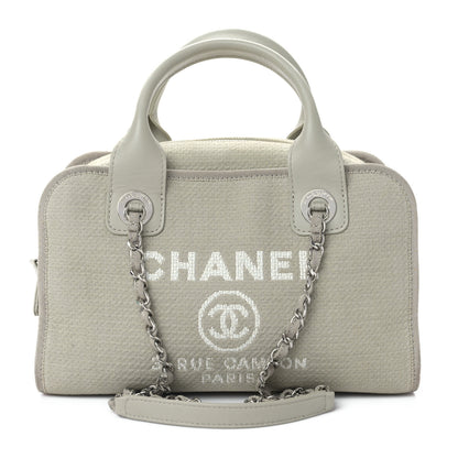 Chanel Canvas Deauville Small Bowling Bag Grey 1 of 11