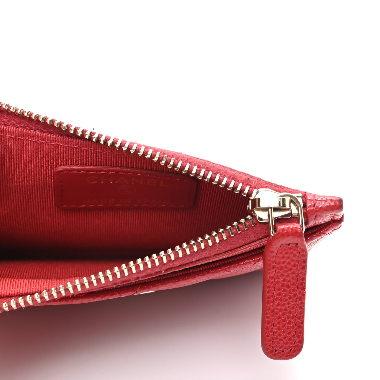 Chanel Caviar Quilted CC Zip Card Holder Red 5 of 8