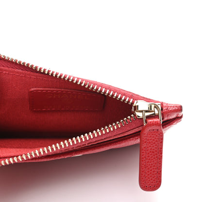 Chanel Caviar Quilted CC Zip Card Holder Red 5 of 8