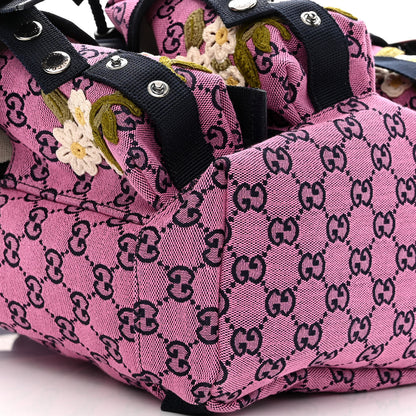 Gucci Monogram Multicolor Floral Embroidered Large Retro Interlocking G Three Pocket Backpack Pink Blue Multicolor 9 of 10