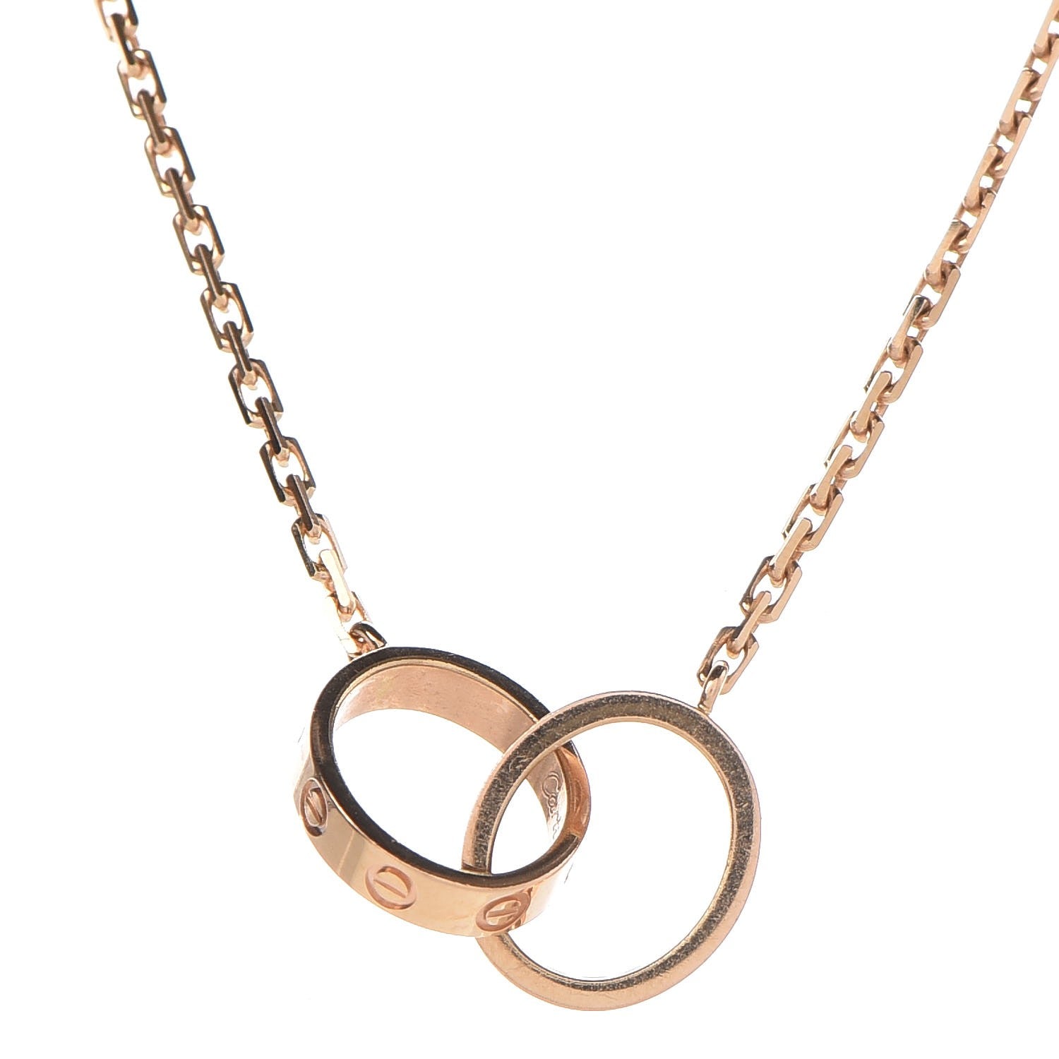 Cartier 18K Pink Gold Diamond Interlocking LOVE Necklace 4 of 9
