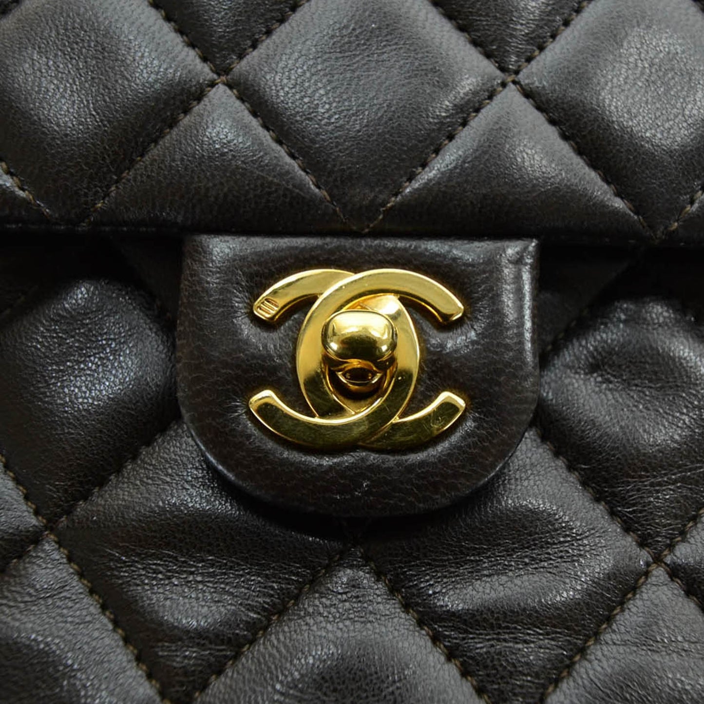 Lambskin Quilted Mini Flap Brown