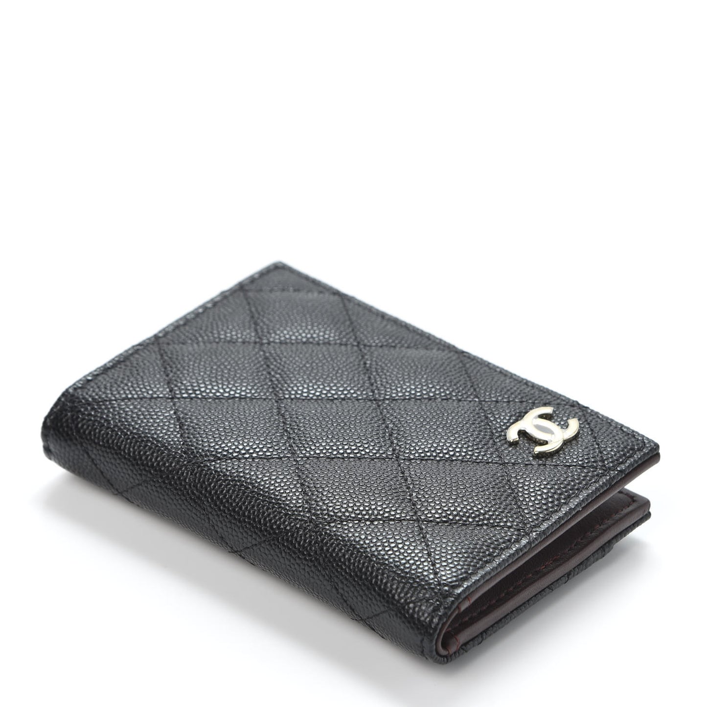 Caviar Quilted Card Holder Wallet Black