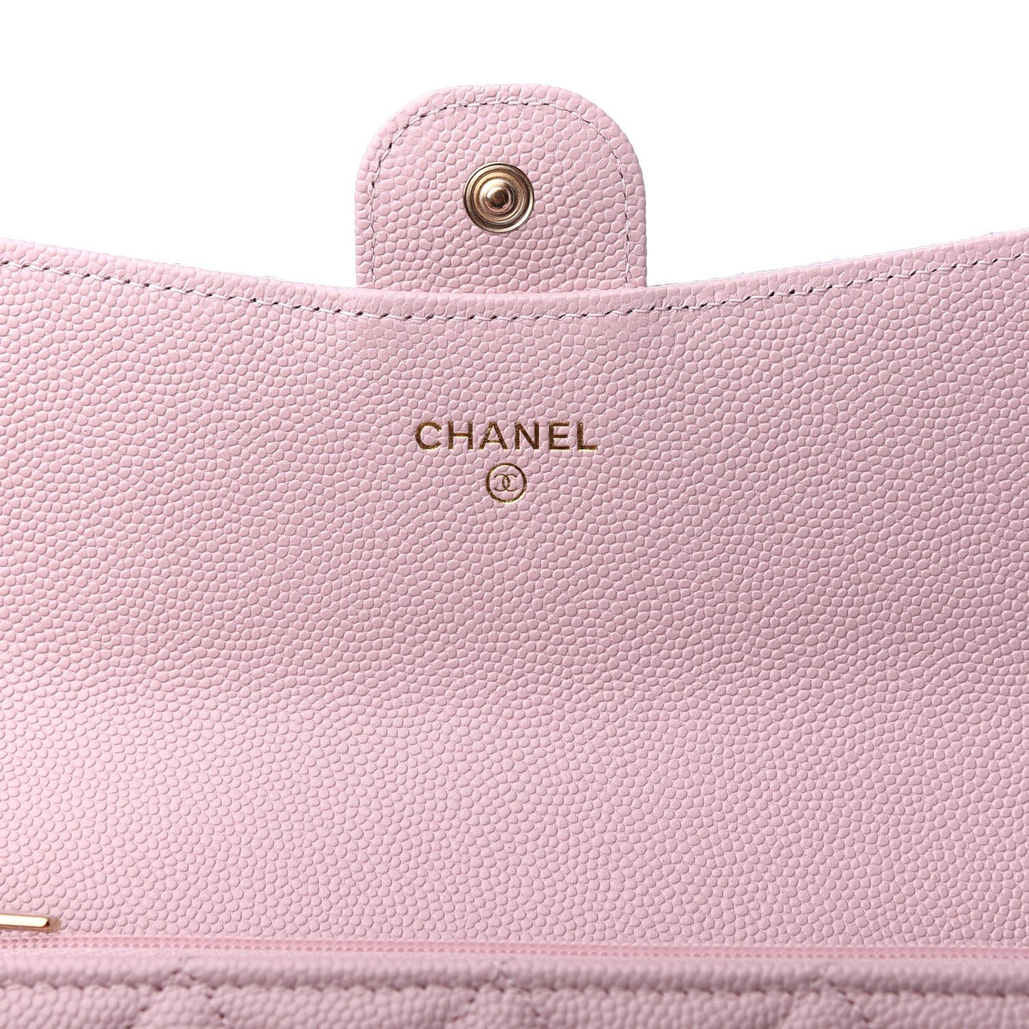 Caviar Quilted Large Gusset Flap Wallet Light Pink