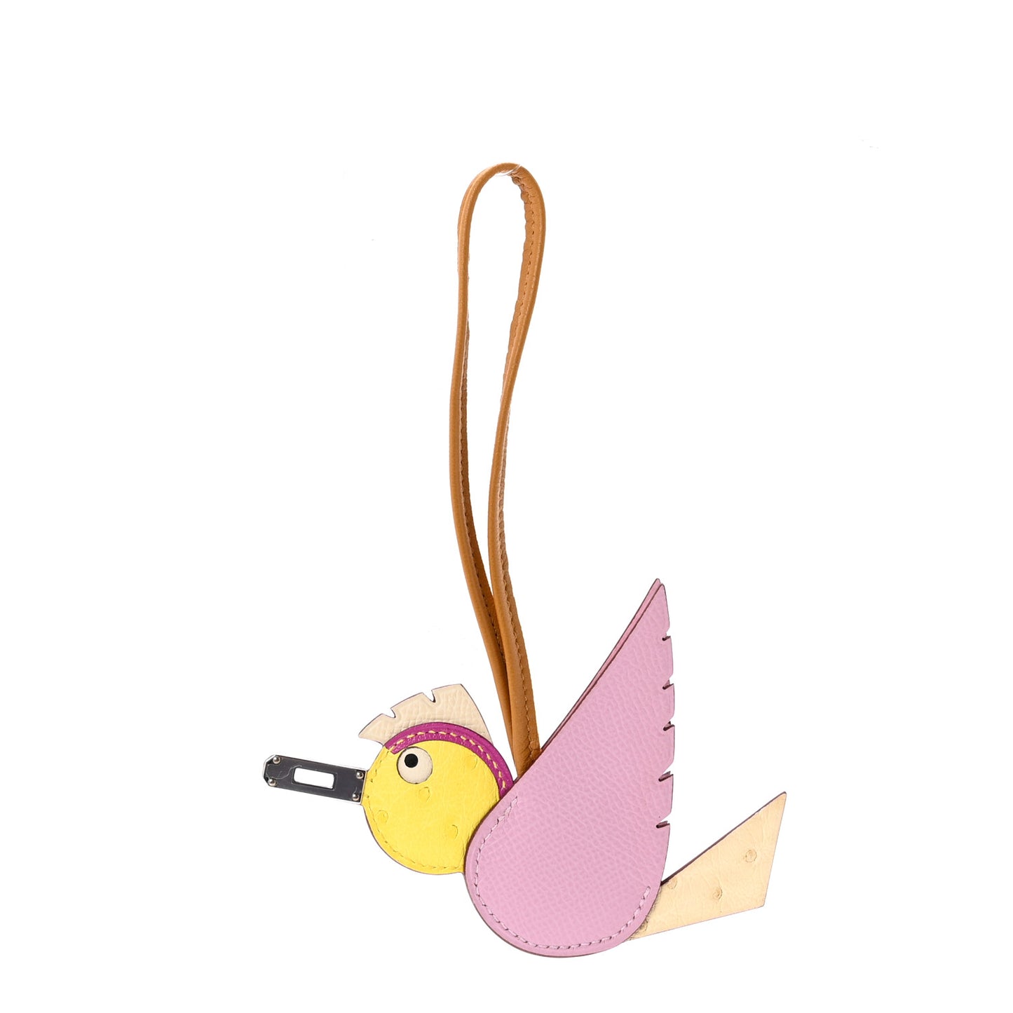 Ostrich Epsom Swift Birdy Bag Charm Mauve Sylvestre Nata Jaune Citron Magnolia Sesame