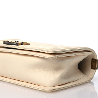 Chanel Calfskin Double Stitch Medium Boy Flap White 10 of 13