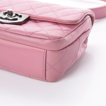 Chanel Shiny Goatskin Quilted Small Double Carry Waist Chain Flap Pink 6 of 9