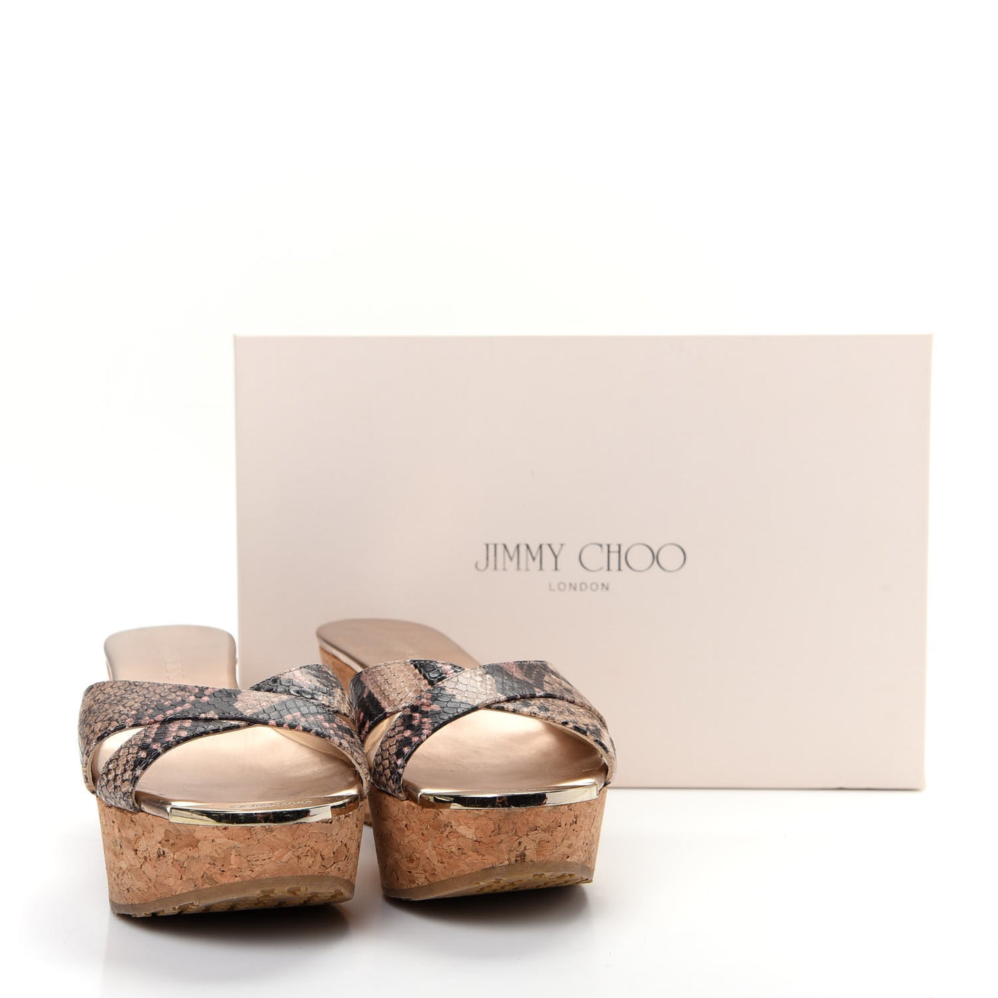 Snakeskin Prima Cork Wedge Sandals 37 Natural