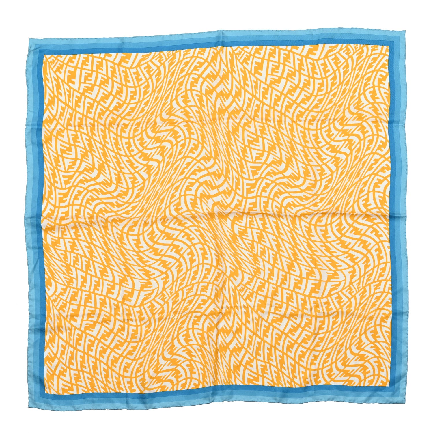 Fendi X SARAH COLEMAN FF Vertigo Square Scarf Mimosa White Cyber Blue 1 of 3