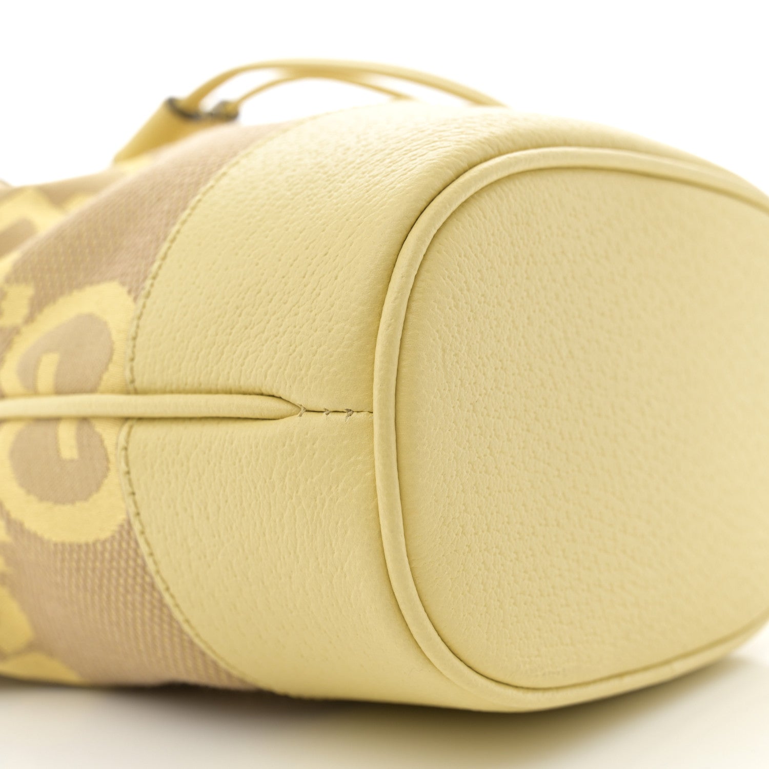 Gucci Monogram Jumbo GG Textured Dollar Calfskin Mini Ophidia Bucket Bag Beige Banana 9 of 10