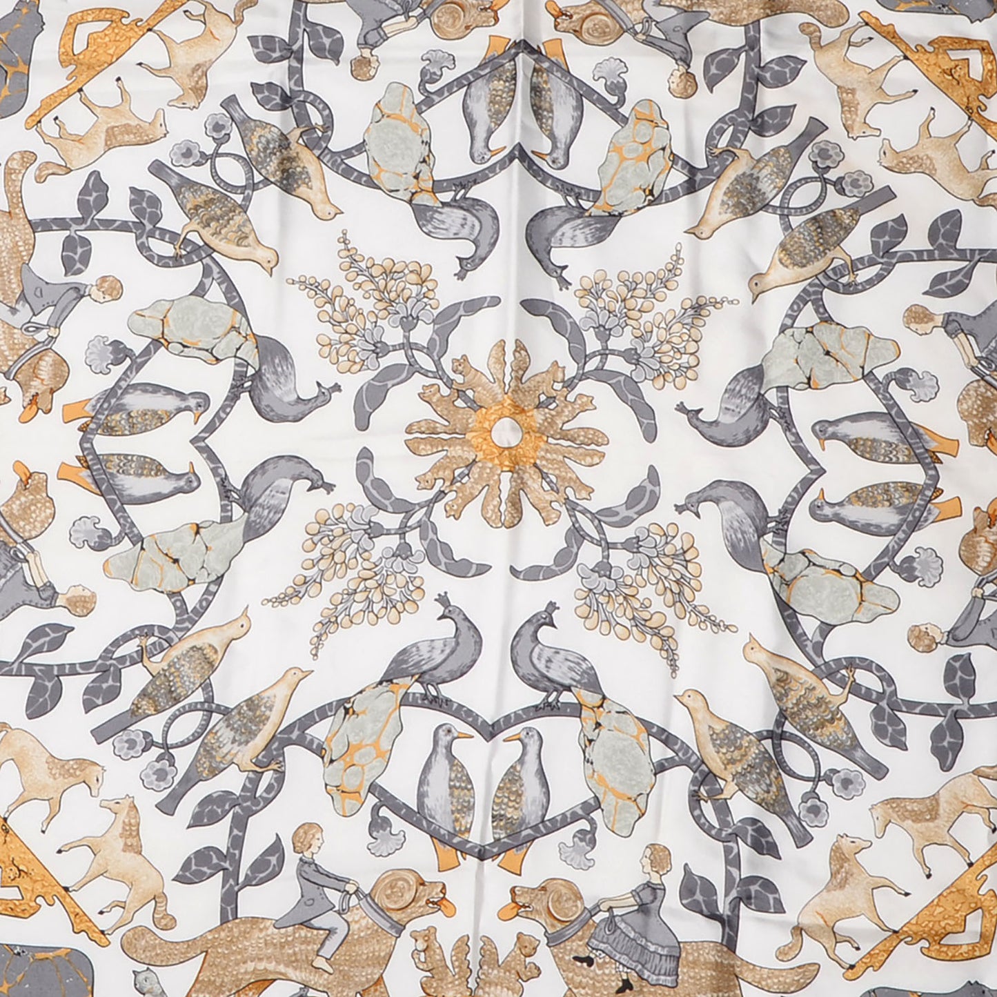 Silk Early America Scarf 90 Grey