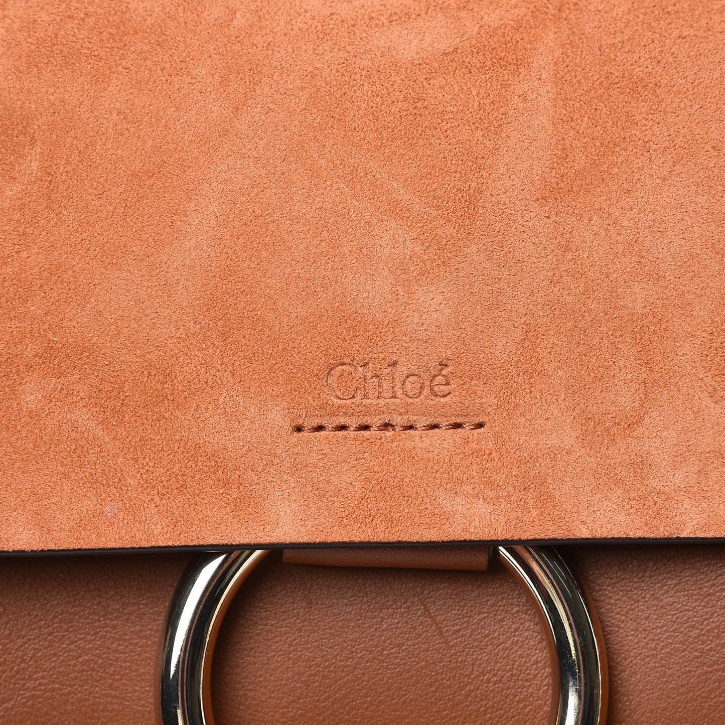 Suede Calfskin Small Faye Shoulder Bag Tobacco
