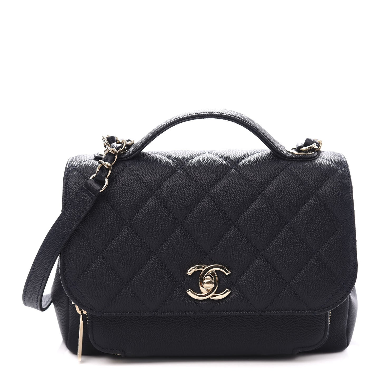 Caviar Quilted Small Business Affinity Flap Navy