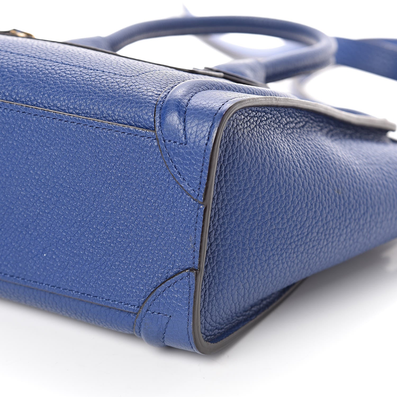 Celine Drummed Calfskin Nano Luggage Indigo 8 of 9