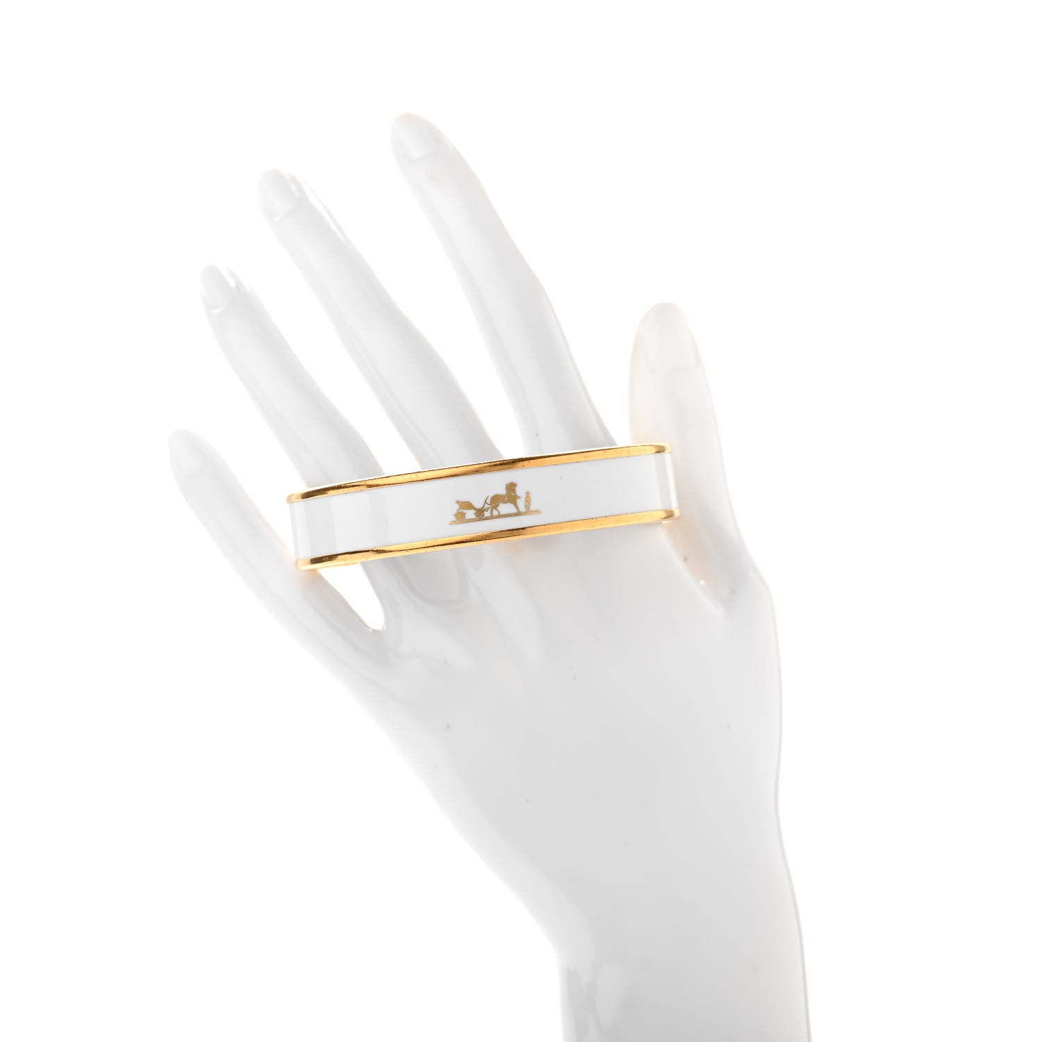 Hermes Enamel Printed Caleche Medium Bracelet 70 White 2 of 5