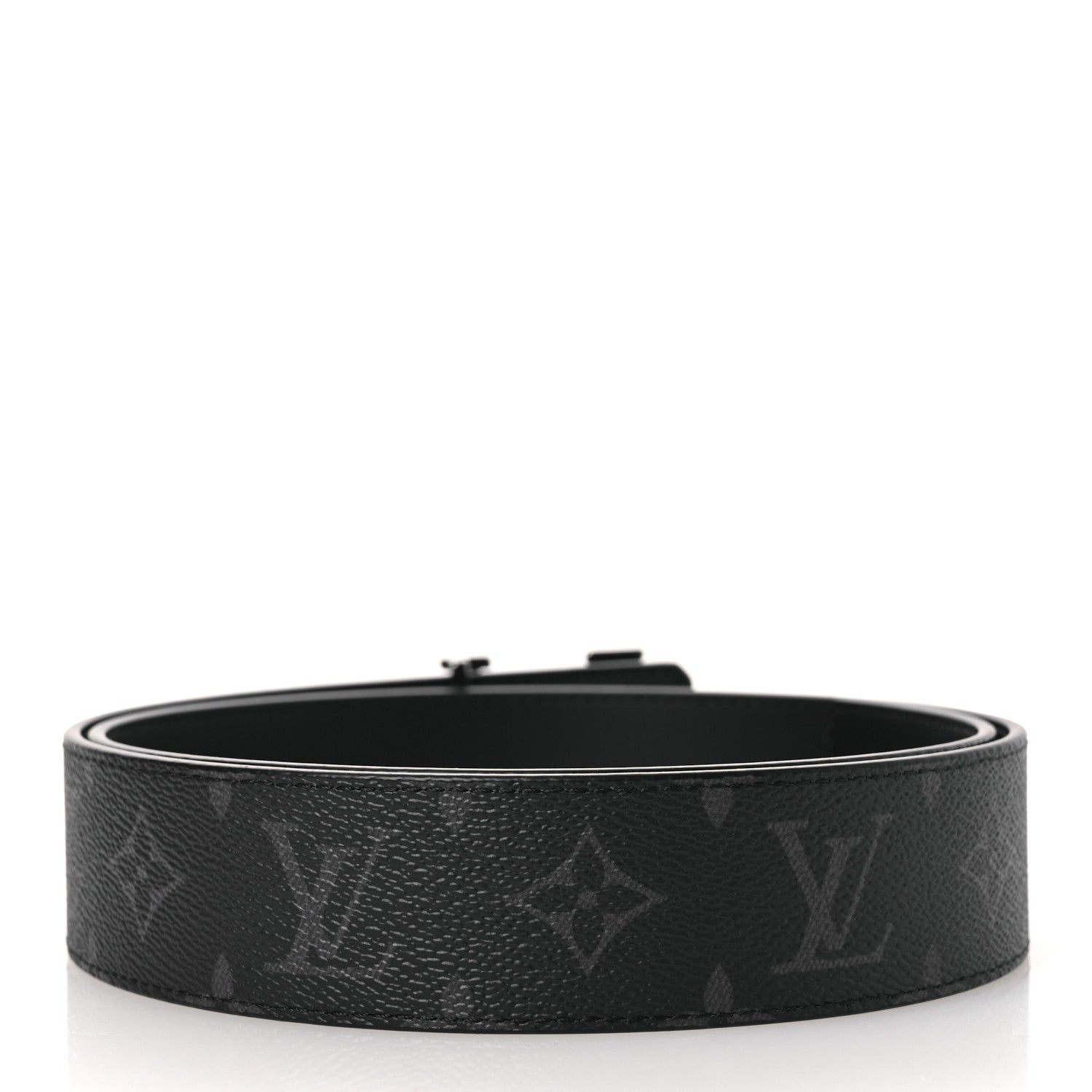 Louis Vuitton Monogram Eclipse Taigarama 40mm LV Initiales Reversible Belt 85 34 Black 3 of 8