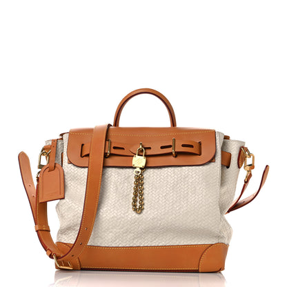 Louis Vuitton Calfskin Woven Embossed Monogram Steamer 30 Off White 1 of 10