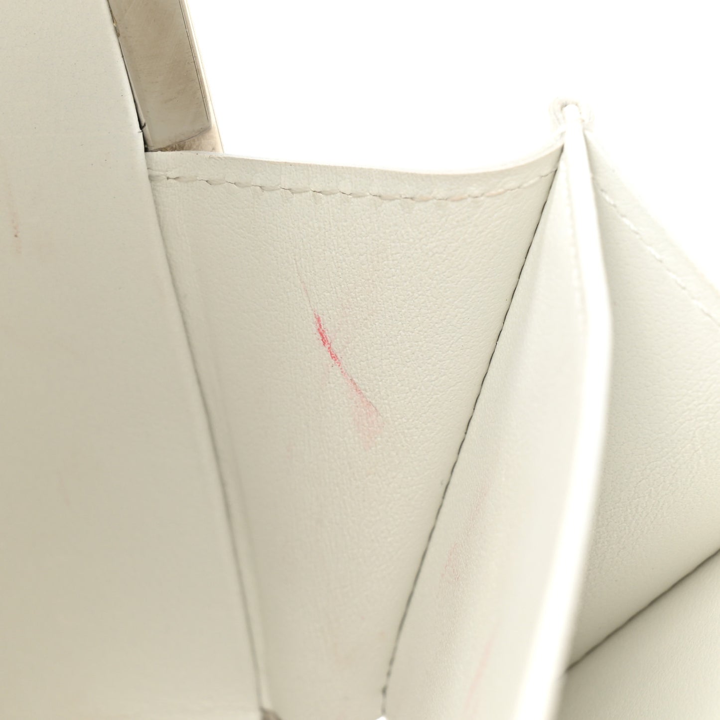 Patent Goatskin Quilted Make-Up Box Clutch With Chain White