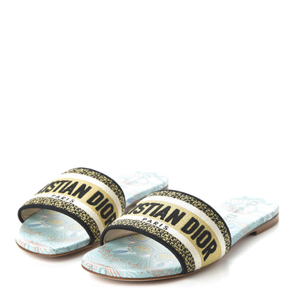 Christian Dior Canvas Embroidered Dior In Lights Dway Mules Slide Sandals 37 Multicolor 3 of 10