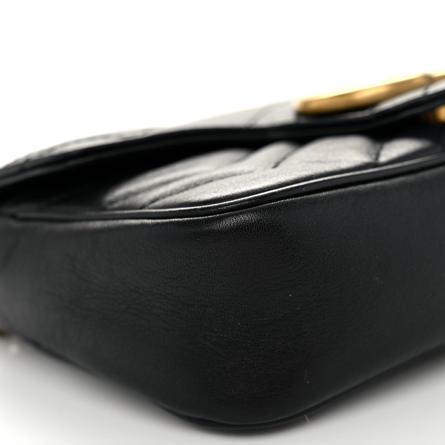 Gucci Calfskin Matelasse Super Mini GG Marmont Shoulder Bag Black 9 of 10