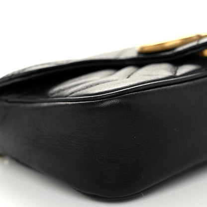 Gucci Calfskin Matelasse Super Mini GG Marmont Shoulder Bag Black 9 of 10